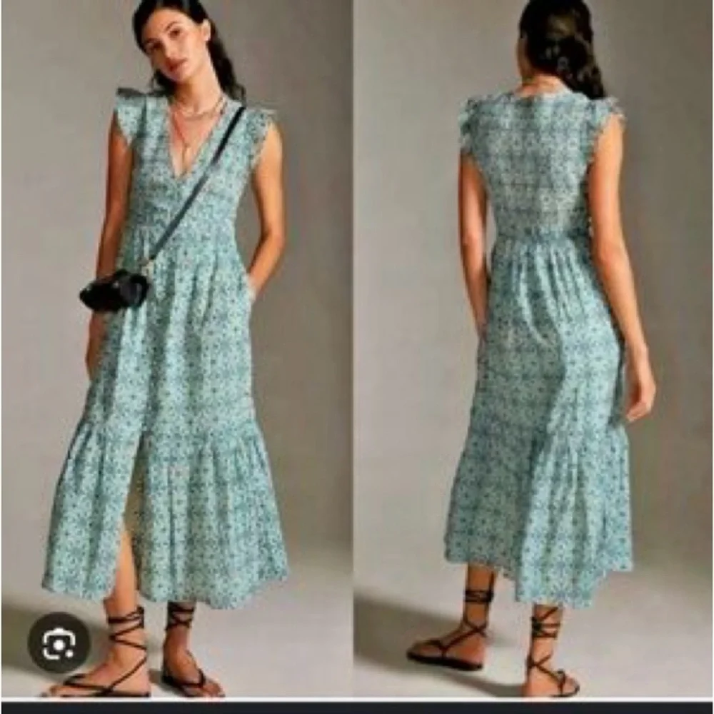 Anthropologie Floral V-Neck Midi Dress size Med - Picture 11 of 11